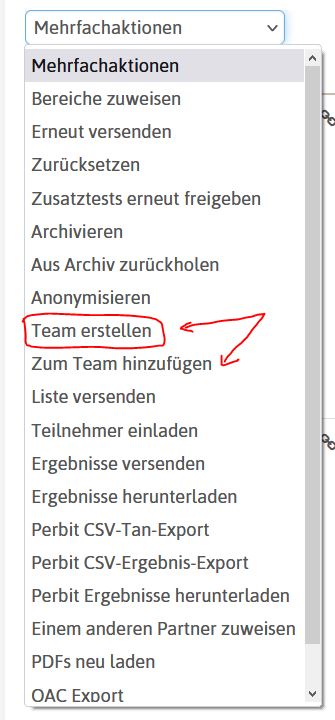 Übersichten & Gruppenauswertungen mit DNLA Teams: Team erstellen.