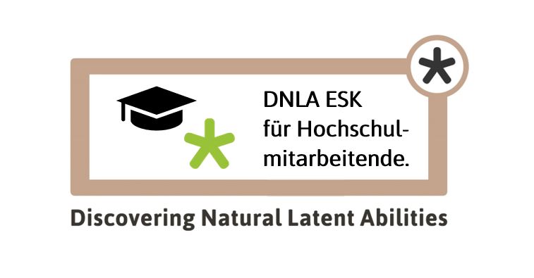 Logo: DNLA für Hochschulmitarbeitende, entwickelt zur Personalenrtwicklung an Hochschulen.