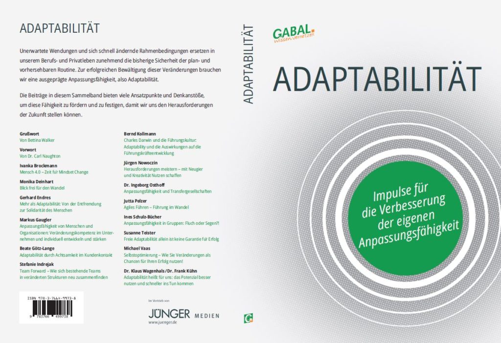 Buchtitel Adaptabilität - Impulse für die Verbesserung der eigenen Anpassungsfähigkeit.