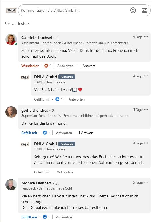 ...und die Kommentare aus der DNLA-Gruppe bei LinkedIn.