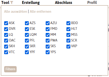 Selektionsmöglichkeiten im DNLA Partnerbereich.