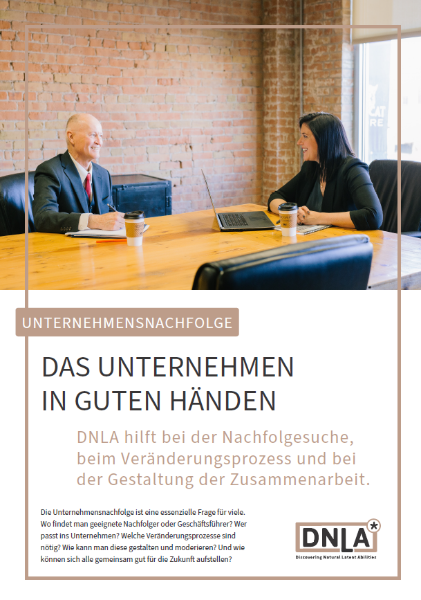 Neues Factsheet von DNLA zum Thema "Unternehmensnachfolge".