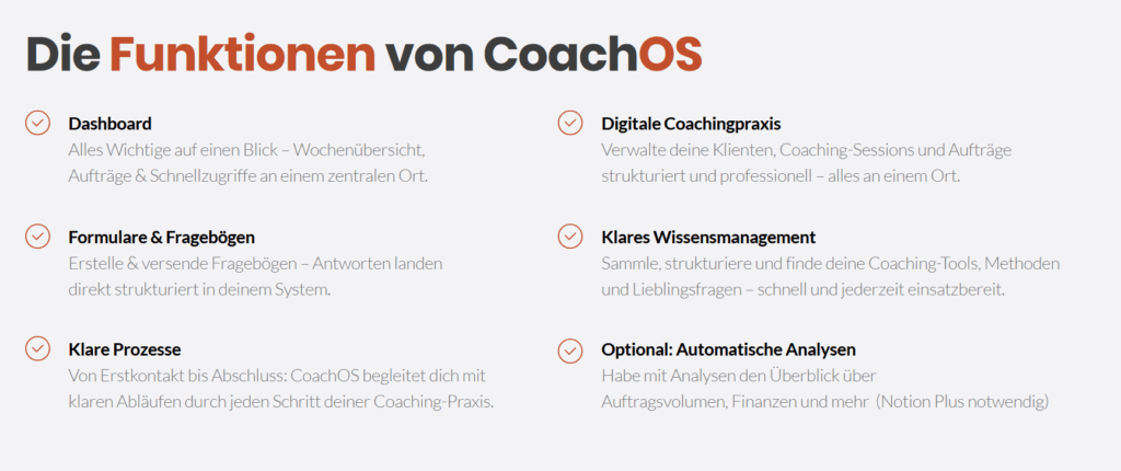 Coach OS - Funktionen